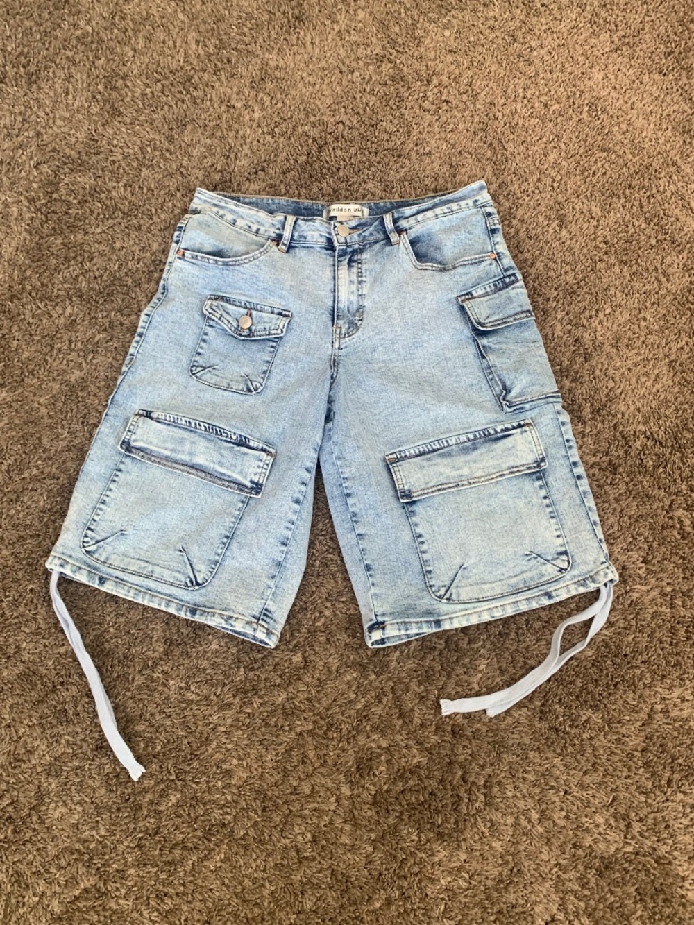 Madden Girl Acid Wash Baggy Cargo Jorts Junior Sz.9 Y2K Streetwear Jean Shorts